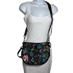 LUG SWIVEL Convertible Crossbody bag BLOOM BLACK adjustable straps quilted nylon